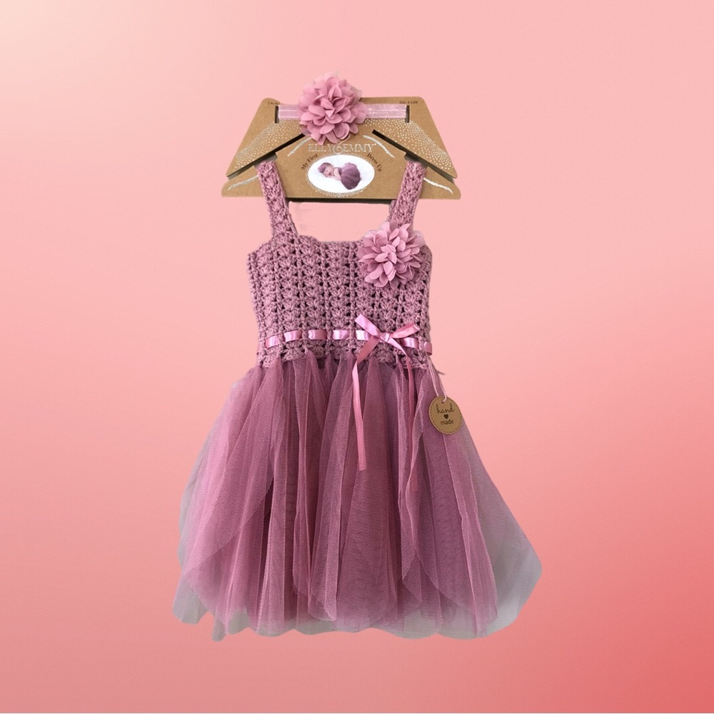 🆕 ELLY & EMMY Handmade Dress with Matching Headband
